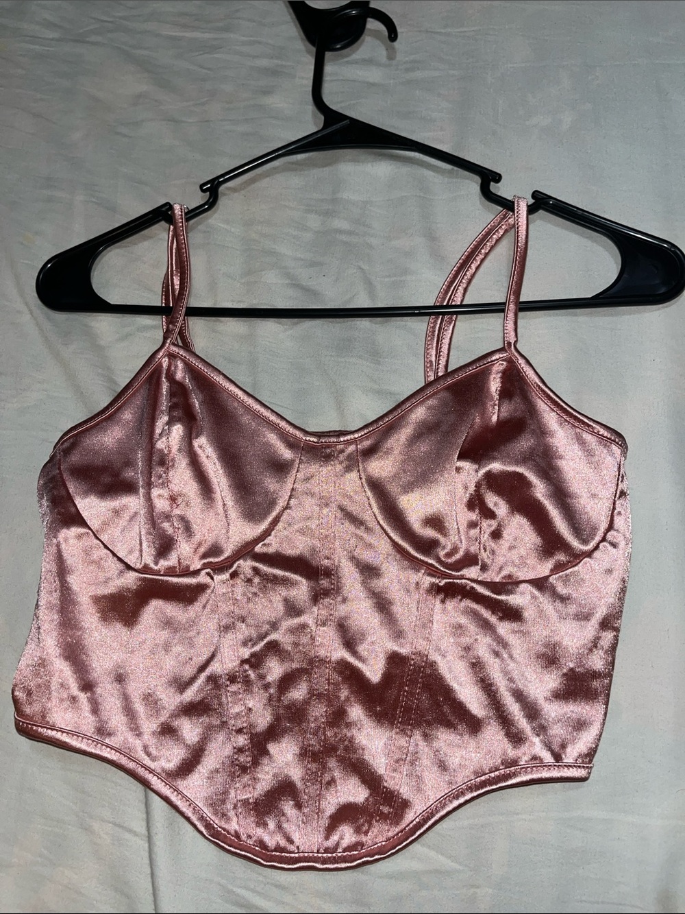 SHEIN Rose Pink Satin Crop Corset Top